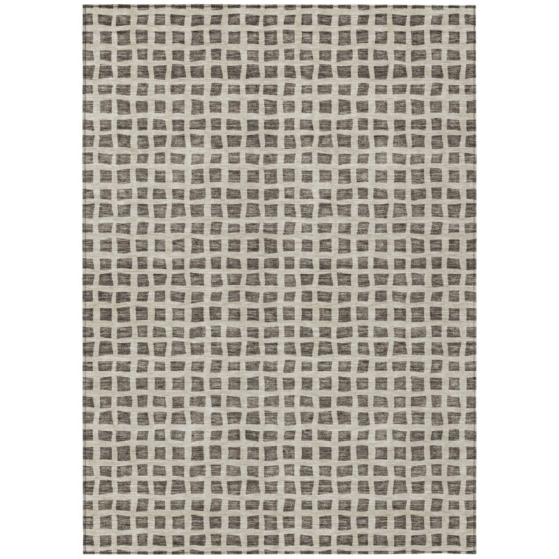 3' X 5' Ivory Geometric Washable Indoor Outdoor Area Rug