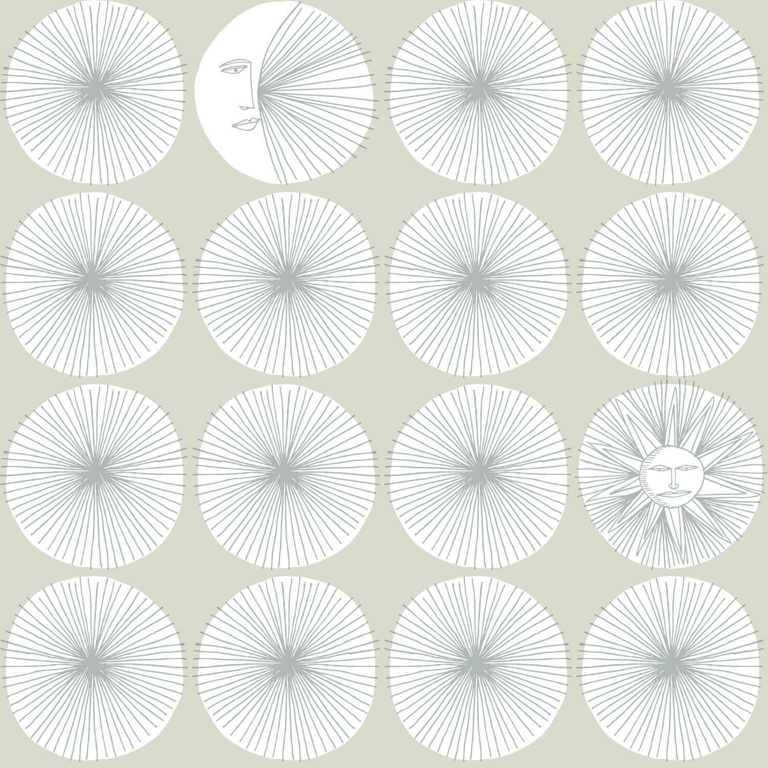 Mid-Century Peel & Stick Geometric Wallpaper, Natural/Silver