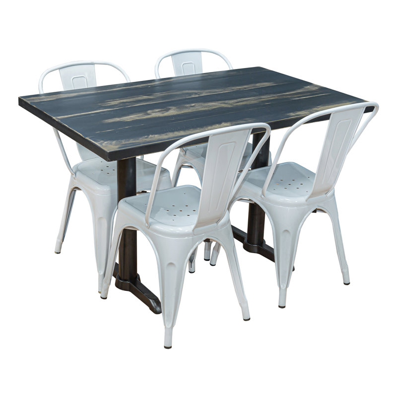 4 - Person Solid Wood Top Trestle Dining Set, Gray