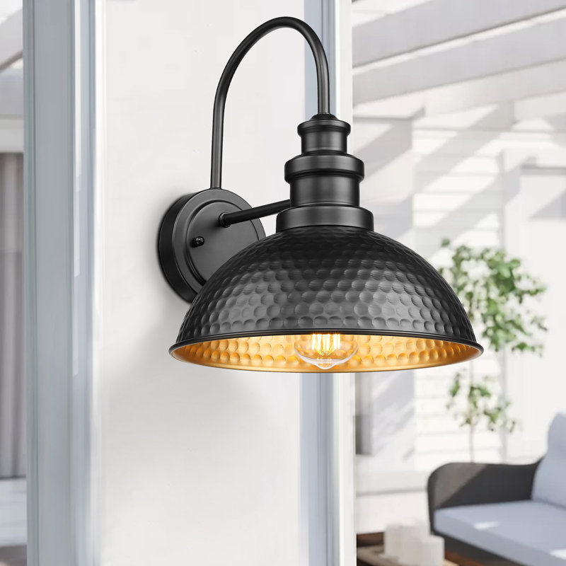 Outdoor Farmhouse Barn Lights, Rustic Outdoor Wall Sconce, Exterior Wall Lights, Front Door Mounted Lighting Fixture,Vintage Outside Lighting For Porch, Patio, Garage (Black, 1 Pack)