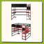 Lit mezzanine double en bois avec bureau, support de rangement latéral, tablettes multiples et lumière RVB-1918109766-1918109760