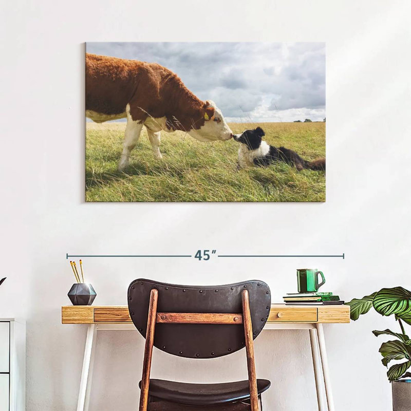Brampt Border Collie And Cow, 26" H x 39" W