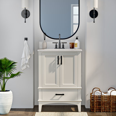 Aleeshia 24'' Single Bathroom Vanity with Engineered Stone Top