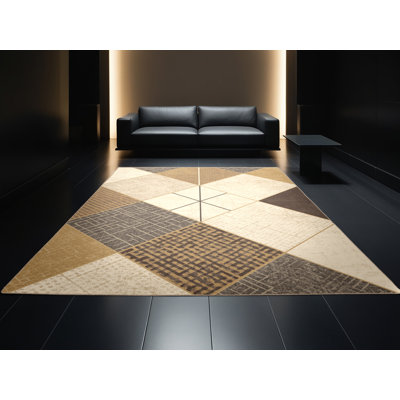 Tapis moelleux moelleux et moelleux à carreaux de couleur BCBG - reliure beige