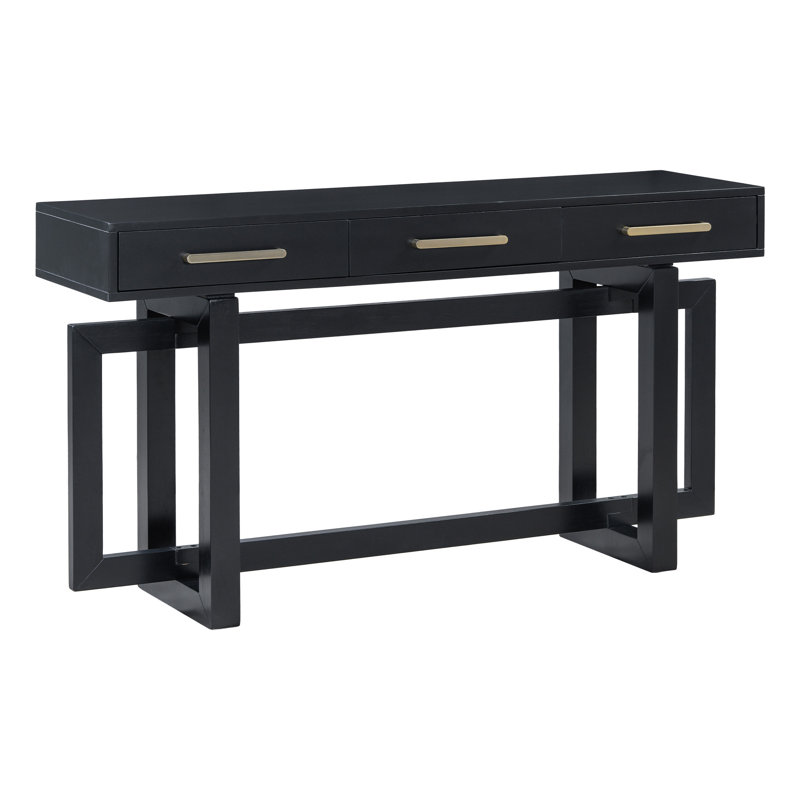 Nerene 57'' Solid Wood Top Console Table, Black