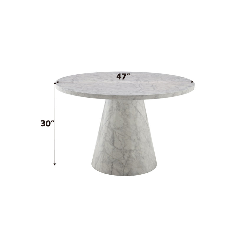 Kacey Engineered Stone Round Dining Table, 30.07"H x 47.07"L x 47.07"W, Stone Gray