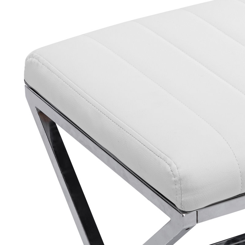 Armgard Metal Accent Stool, Chromium, White