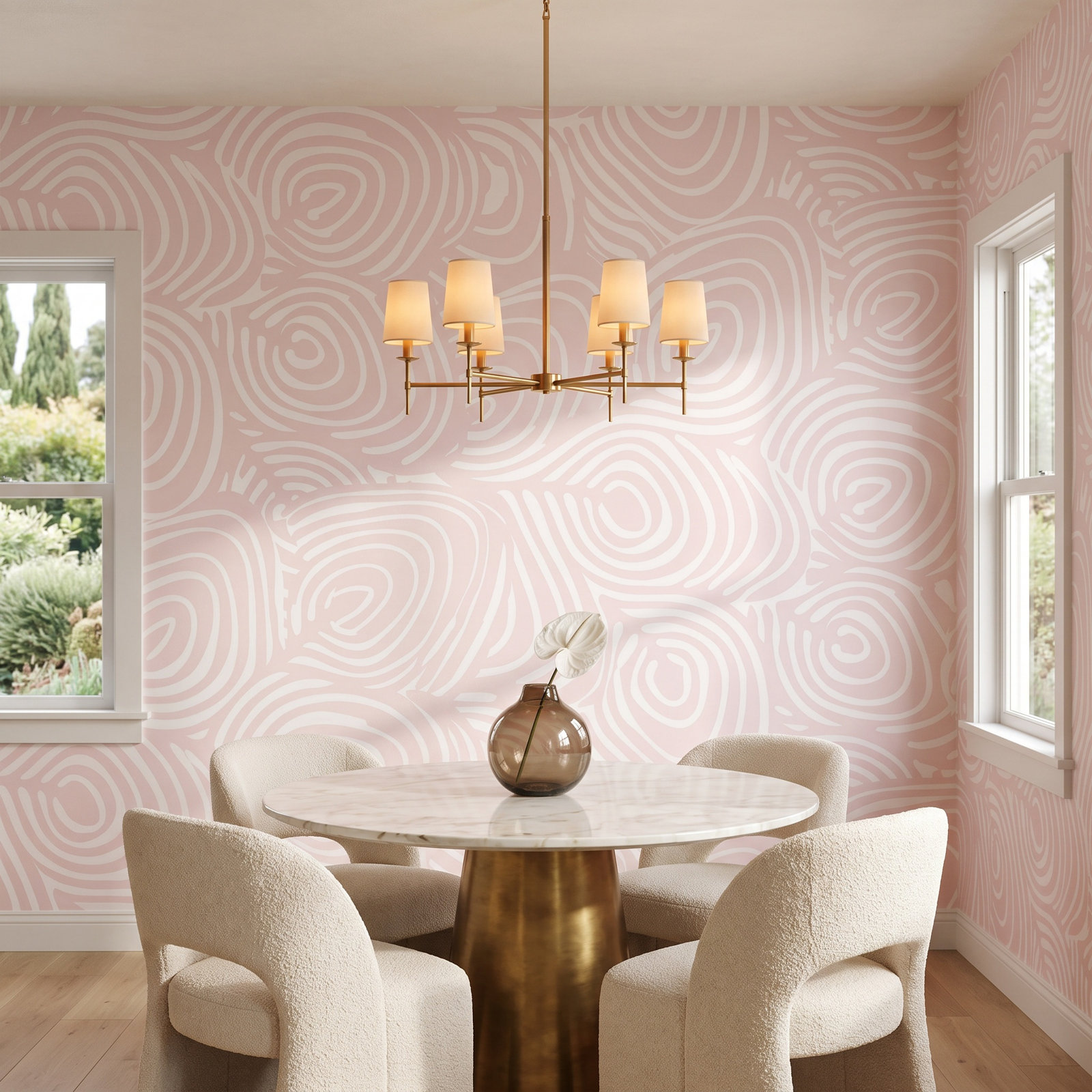Lomé Wallpaper Roll, Blush, Paper, Non-pasted
