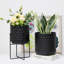 Nayshaun Set of 2 Modern Metal Planters with Stands 31cm &45cm Flower Holders Pots-1778403220