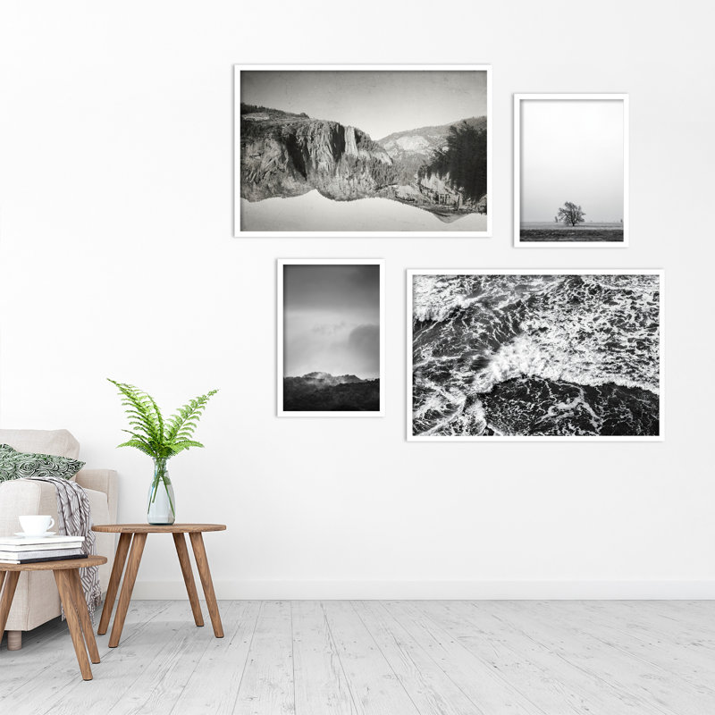 Moody Moments - ensemble de 4 par F2image, Pete Olsen, reproduction d'art encadrée, H 53 po x l 61 po, Blanc