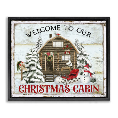 Art mural sur toile Welcome Christmas Cabin par Creatif Belle