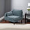 Chaise de coin modulaire à accoudoirs simples 33 pouces Rio, 2 coussins lombaires, bleu ardoise