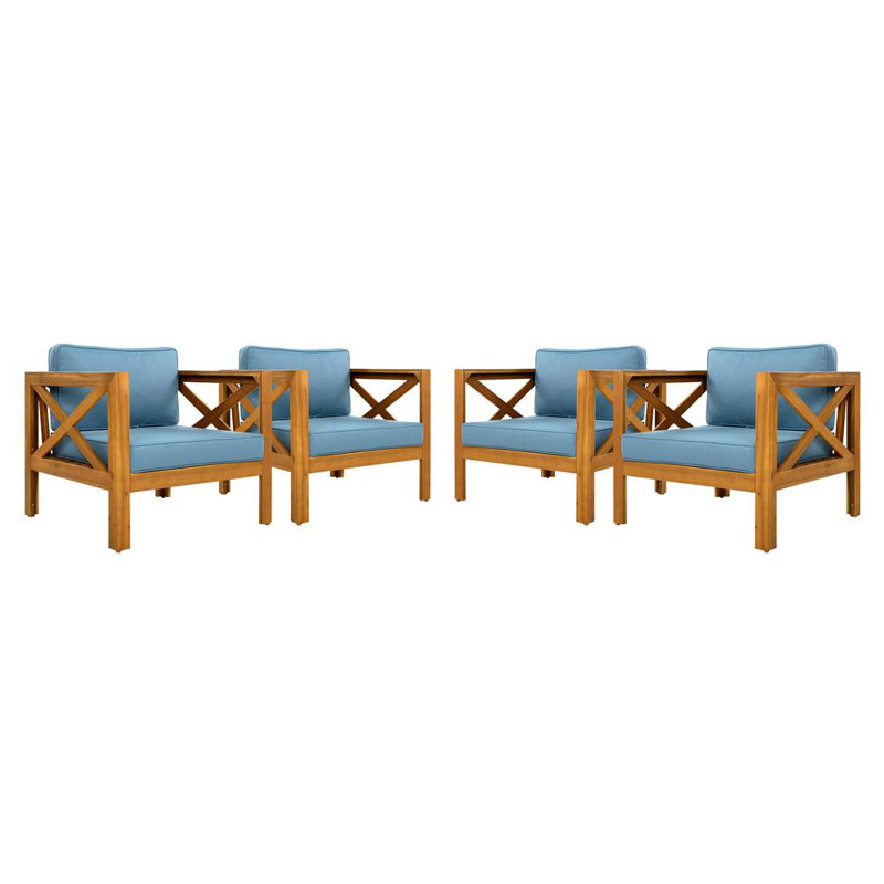 Élégantes chaises longues de jardin, Bleu