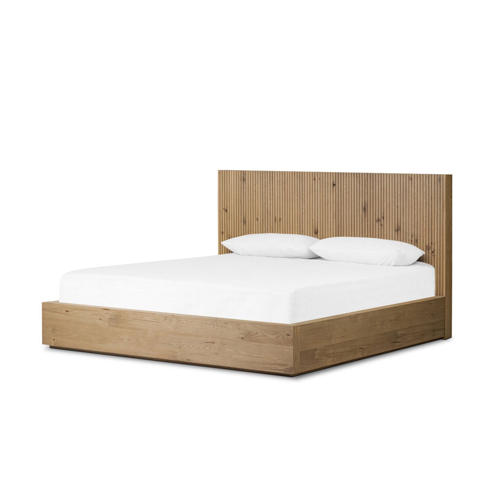Leo Bed-Smoked Black-Queen, Rustic Light Natural Oak, King
