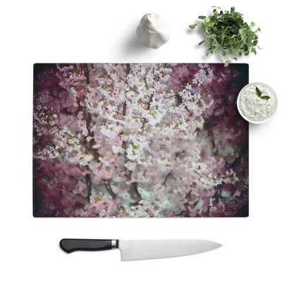 Tempered Glass Cherry Blossoms Chopping Board