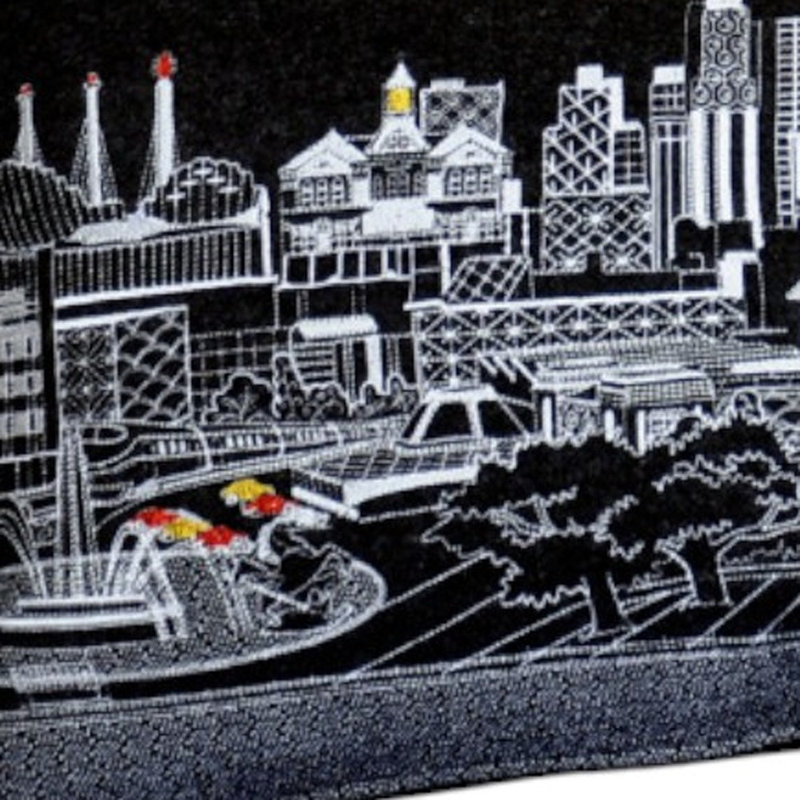 14" X 35" Dark Grey And White Lumbar Kansas City Nighttime Skyline Lumbar Decorative Pillow, Grey