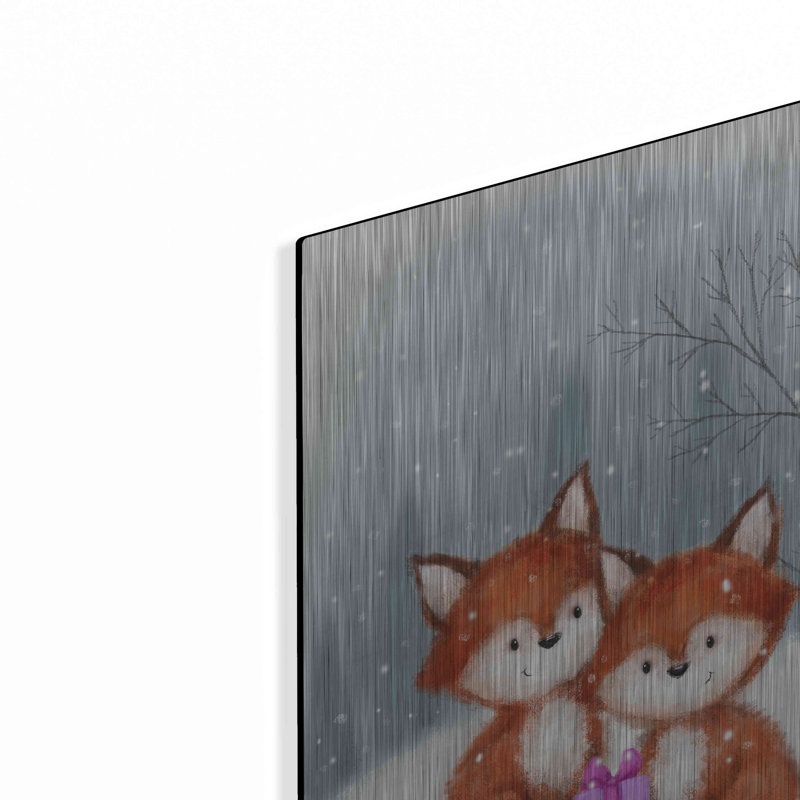 «Two Fox 1» par Makiko, art mural en métal, 16 po x 24 po, H 24 po x l 16 po