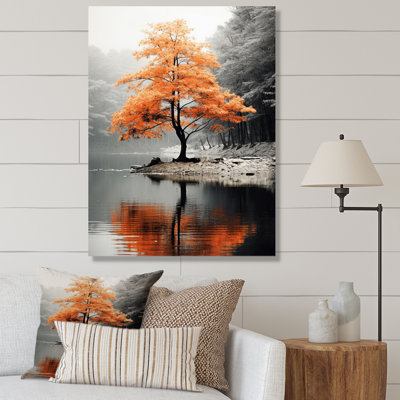 «Orange and Gray Forest Autumn Elegance II», art sur toile Forêt