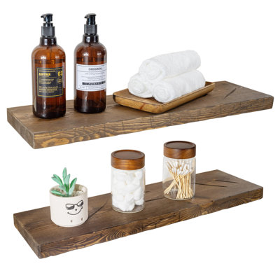 Solid Wood Floating Shelves，Rustic Wooden Wall Shelves