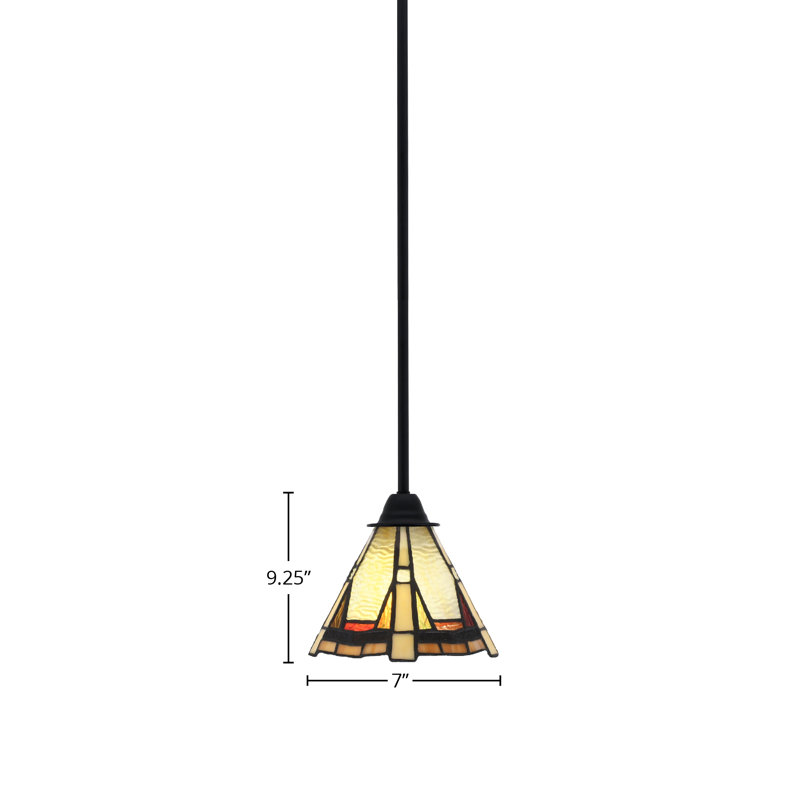 Luminaire suspendu Paramount, fini noir mat et verre d'art Zion de 7 po