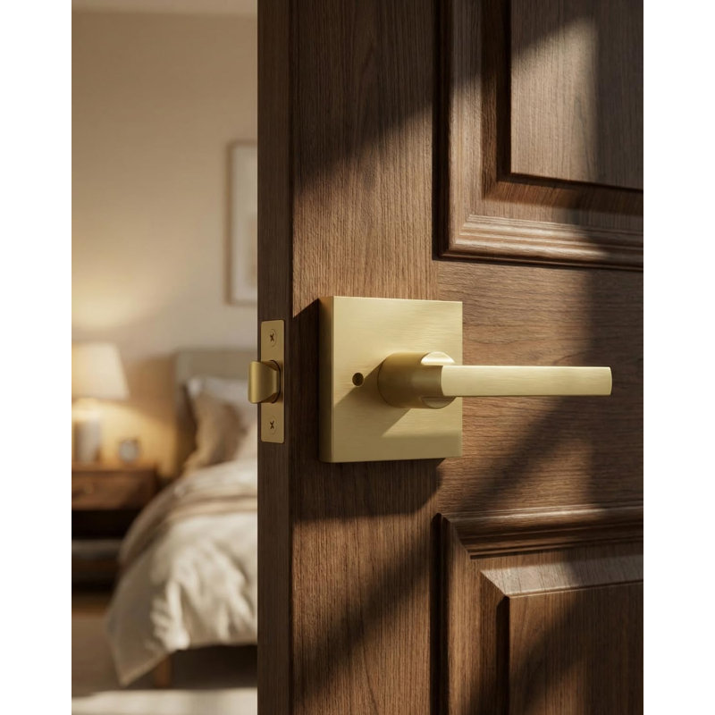 Poignée de verrouillage d'intimité carrée en alliage de zinc brossé moderne pour chambre à coucher et salle de bain (paquet de 6)