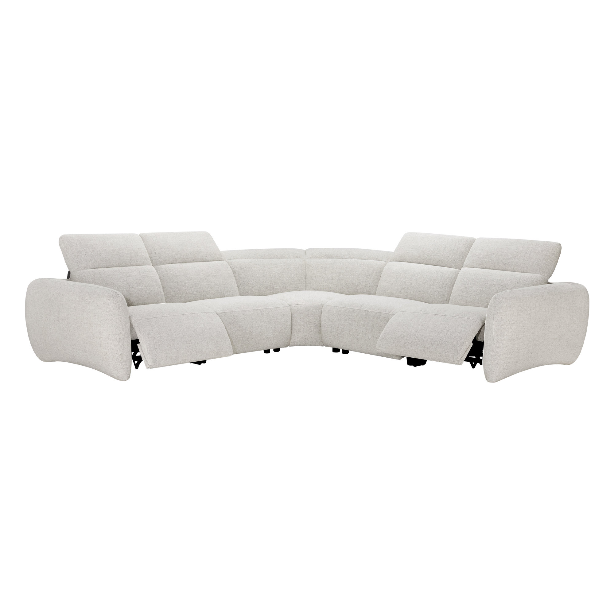 Astro 5-Piece Upholstered Power Reclining Sectional, Ivory Polyester Blend
