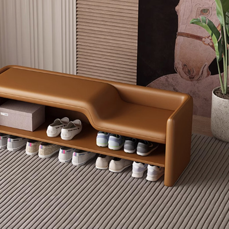 Entryway Shoe Stool, Orange