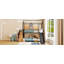 Lit superposé simple au-dessus d'un lit simple, lit de maison en métal avec glissière et escalier de rangement-1345858541