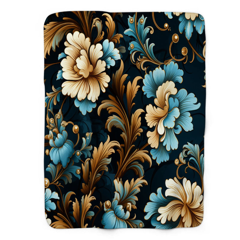 Elegant Baroque - Couverture Sherpa de qualité supérieure 1 pièce, Grand lit