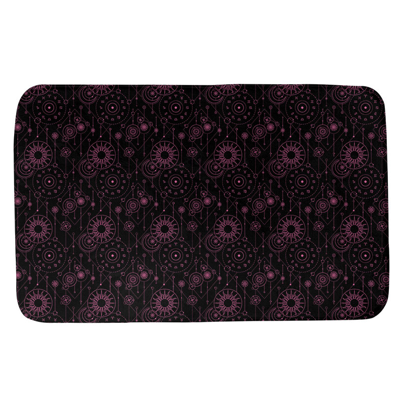 Tapis pour salle de bain astrologie Leffel, l 17 po x L 24 po, Noir / Rose