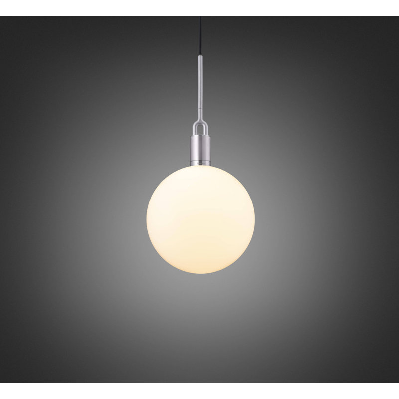Luminaire suspendu fourche / globe / grand, Acier, Opale