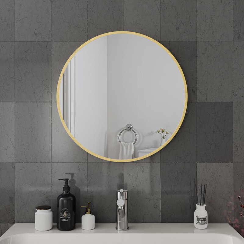 Aluminum Round Mirror, Brushed Brass, 60cm x 60cm