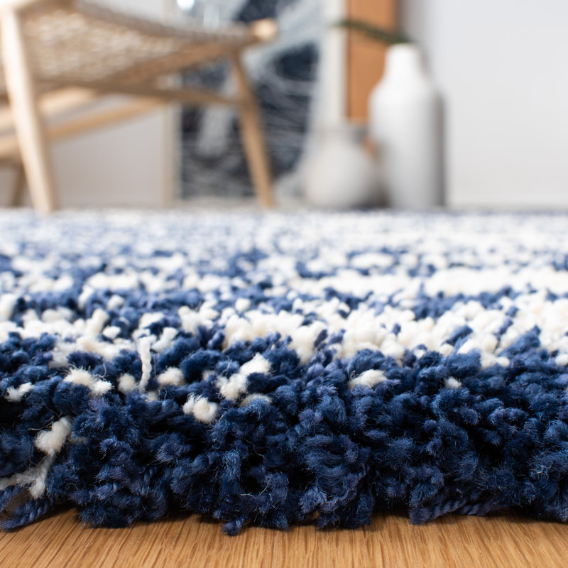 Tapis rayé bleu marine / ivoire Gasaway, Tapis de couloir 2 pi 3 po x 8 pi