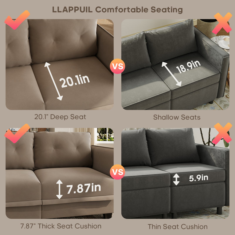 Canapé rembourré 4 places avec rangement Tomario, Polyester brun