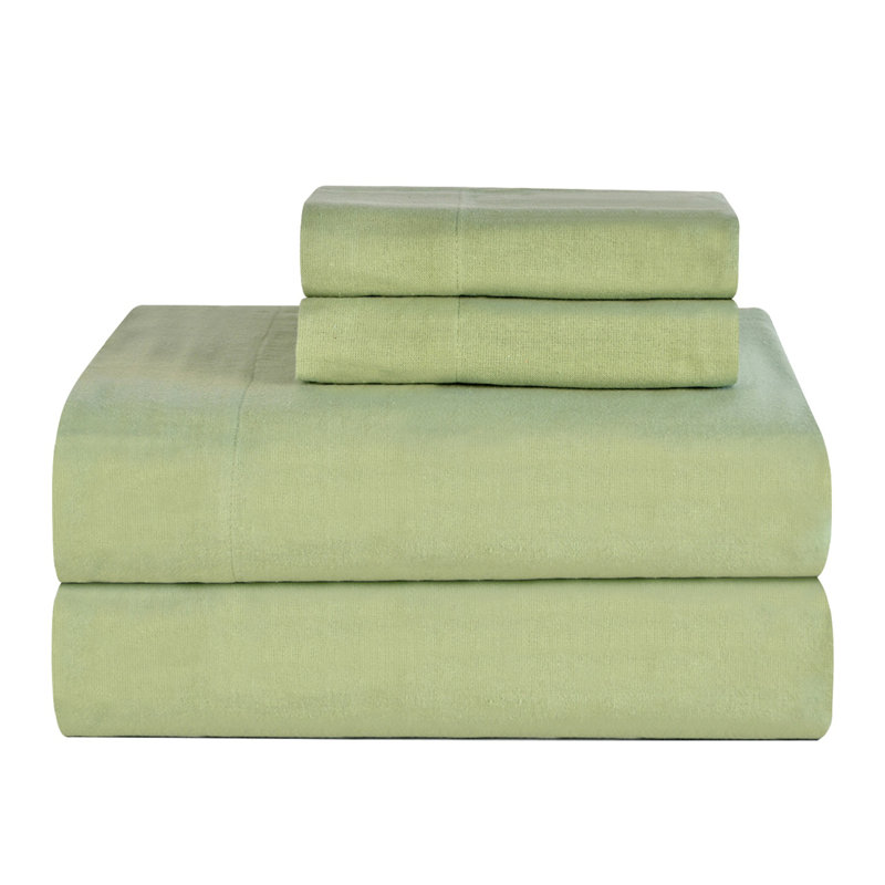 Sage Twin Cotton Flannel Sheet Set for Kids