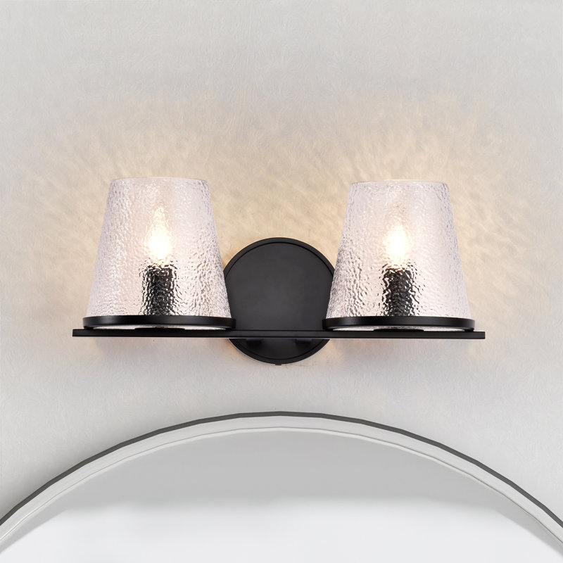 Sluis - Vanity - Hammered Glass, Black, 16" Width, 2 Lights
