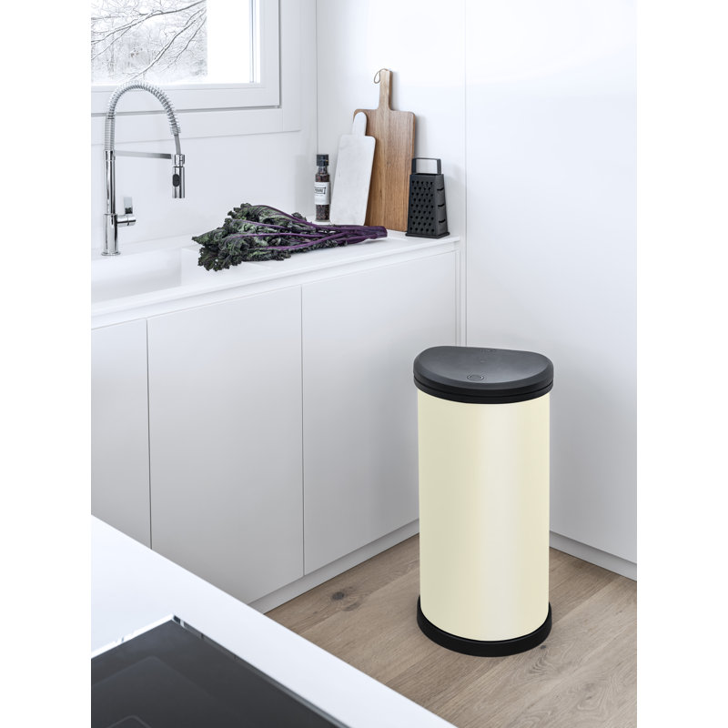Deco Resin 40 Litre Touch Top Waste Bin, Ivory