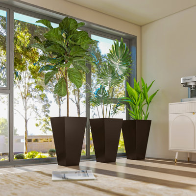 Ensemble de 3 jardinières en plastique 28 po, brun