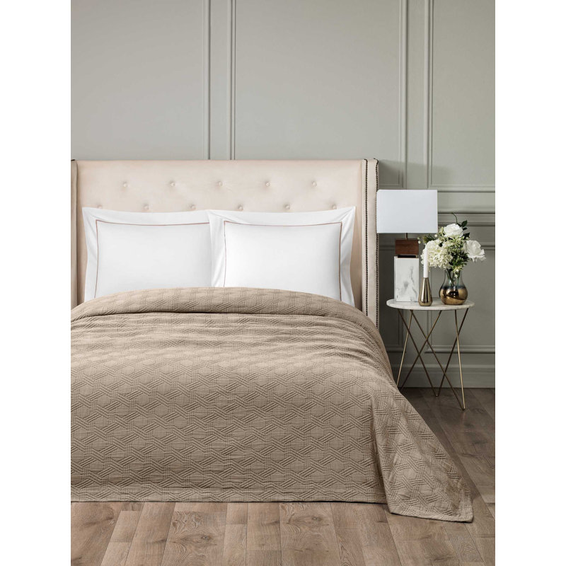 Maisie Sateen Geometric Shapes Coverlet, Brown