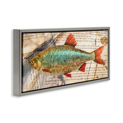Vintage Pages & Fish Canvas Wall Art by Alonzo Saunders