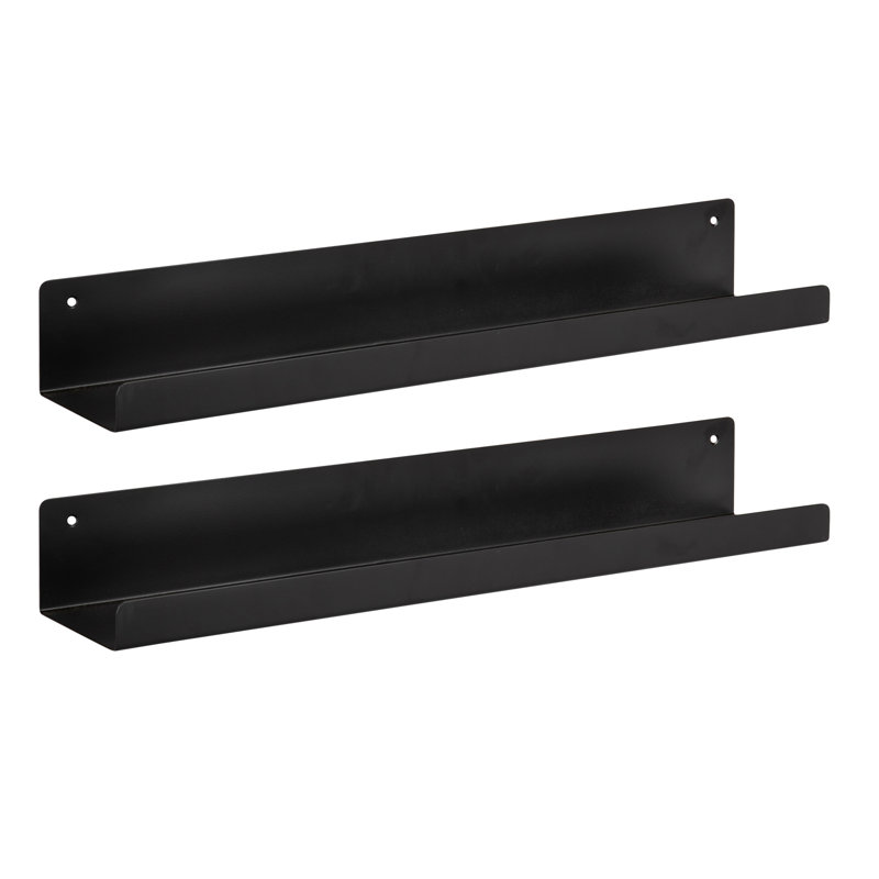 Tablette flottante en métal Tara, Noir, noir, noir, noir, H 3,25 po x l 23,75 po x P 4,5 po