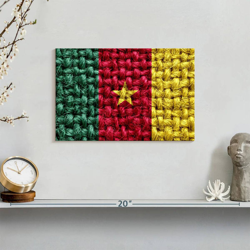 Straw Weave Cameroon Flag, 8" H x 12" W