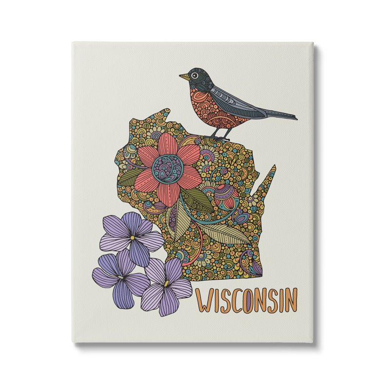 Motif de fleurs complexes «Wisconsin Robin State» par Valentina Harper - impression, Toile tendue