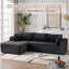 Canapé inclinable en L de 105 po avec accoudoirs larges et porte-gobelet, tissu en velours côtelé, salon modulaire multi-scène-631274809