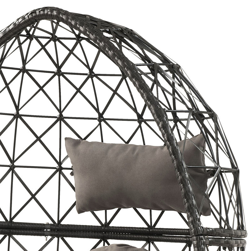 Chaise de jardin Cool avec dossier rembourré - siège d'extérieur moderne gris et noir