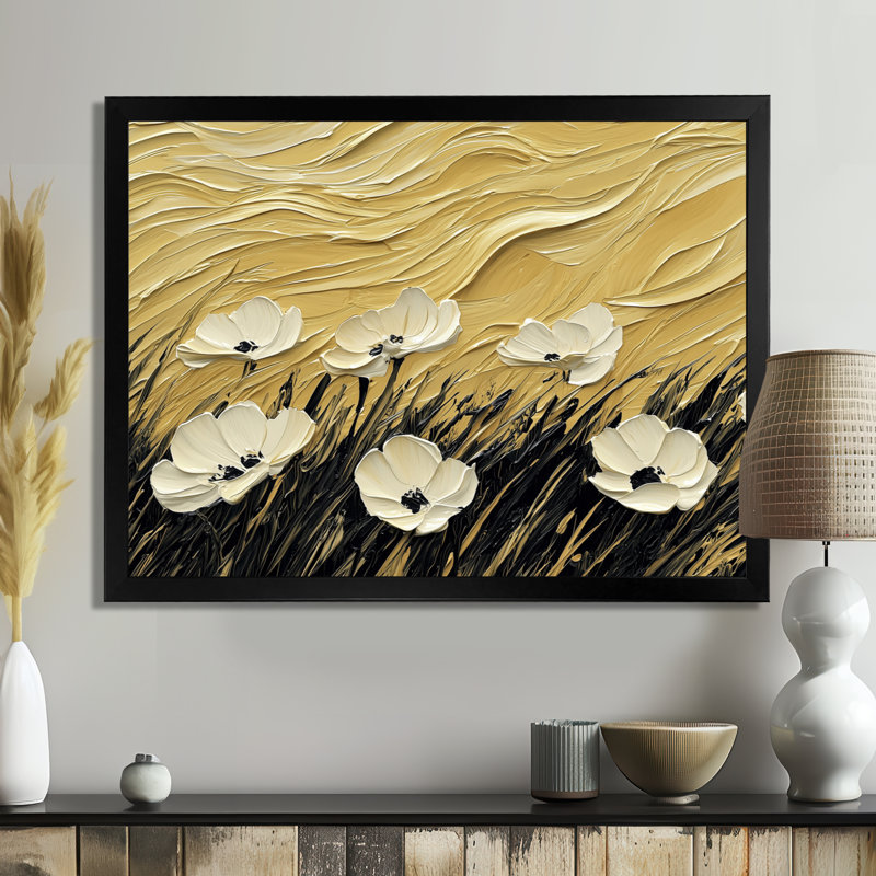Jacina crème fleurs abstraites dans le vent I - fleurs abstraites, art mural, Reproduction encadrée d'une seule photo