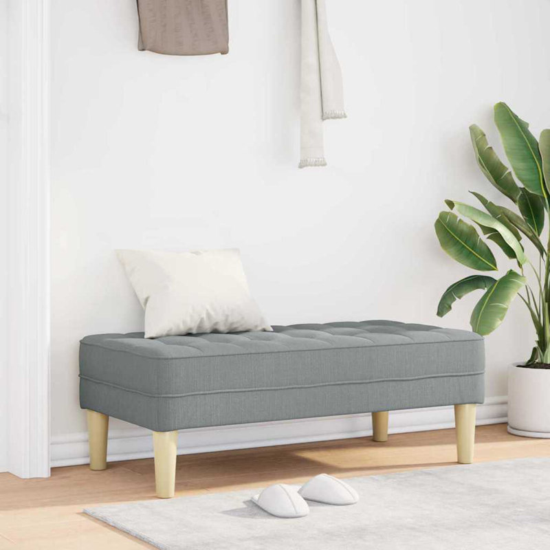 vidaXL Bench with Cushion Light Grey 44.49 x 22.44 x 15.35 in Fabric, Gray