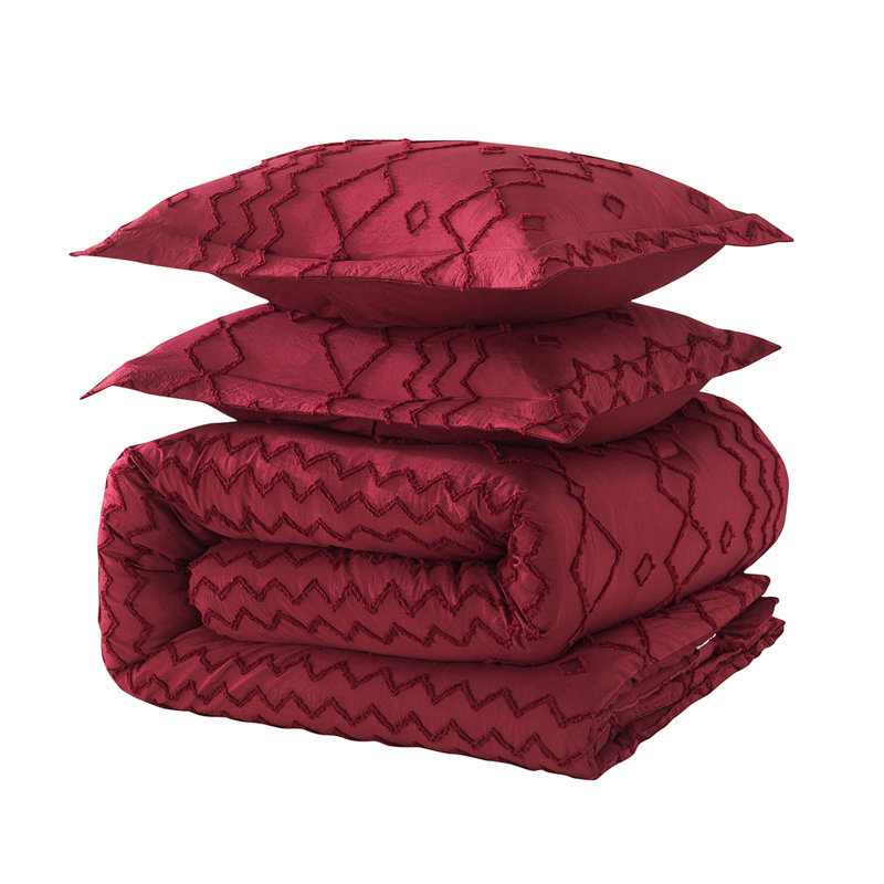 Ensemble d'édredon réversible en microfibre Jolene, Édredon pour très grand lit + 2 taies décorativ, Bourgogne
