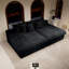  Canapé modulaire 118,1 po, canapé-lit 2 pièces compressé, sans assemblage requis, velours côtelé moelleux, noir-1696535635