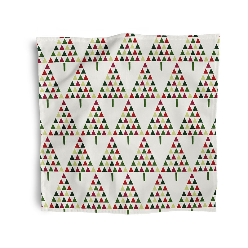 Ensemble de serviettes 4 pièces à motif triangulaire arbre Christmass, Vert